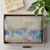 青い花の本のページのデコパージュ 薄葉紙 (ギフト)