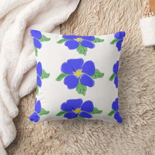 青い花の枕 クッション (ブランケット)