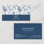 青い花の柄と名刺 名刺 (正面/裏面)