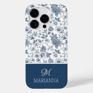 青い花の模様と名前パーソナライズされた Case-Mate iPhone 14 PROケース