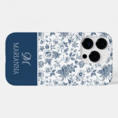 青い花の模様と名前パーソナライズされた Case-Mate iPhoneケース (裏面 (横))