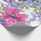 青い花の模様芸術的、水色 ラッピングペーパー (角)