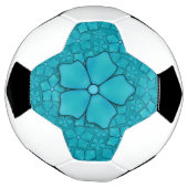 青い花の模様 サッカーボール (回転)
