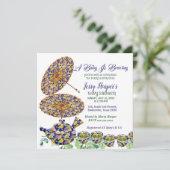 青い花の水差しを使った午後の紅茶パーティー ベビーシャワー 招待状 (スタンド正面)