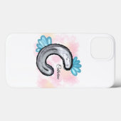 青い花の水彩文字C Case-Mate iPhoneケース (裏面 (横))