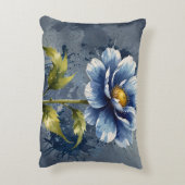 青い花の水彩模様 アクセントクッション (裏面(縦))