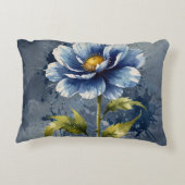 青い花の水彩模様 アクセントクッション (裏面)