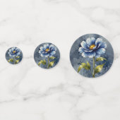 青い花の水彩模様 コンフェッティ (正面)