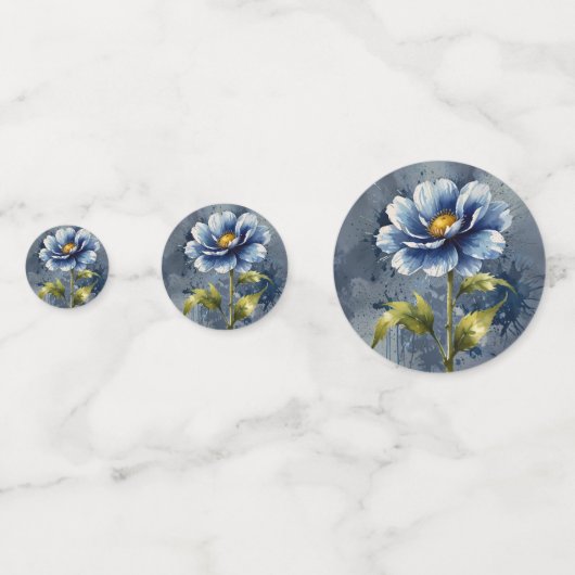 青い花の水彩模様 コンフェッティ (正面)