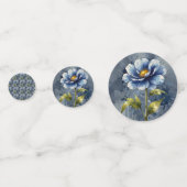 青い花の水彩模様 コンフェッティ (裏面)