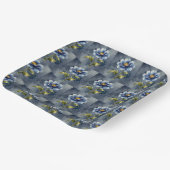 青い花の水彩模様 ペーパープレート (傾斜あり)