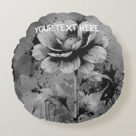 青い花の水彩模様 ラウンドクッション