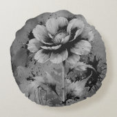 青い花の水彩模様 ラウンドクッション (裏面)