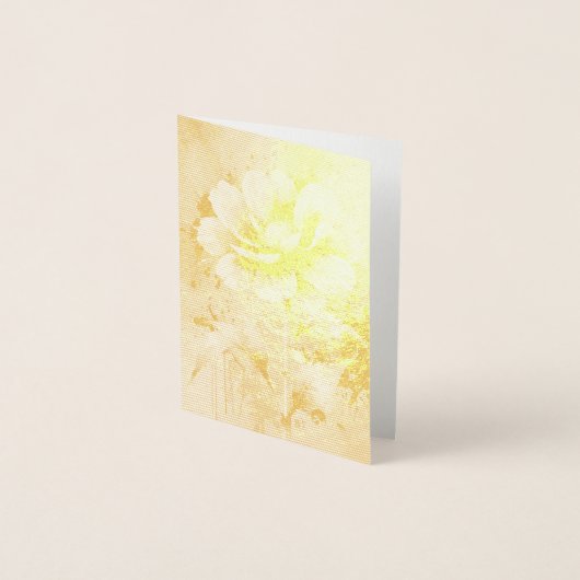 青い花の水彩模様 箔カード (正面)