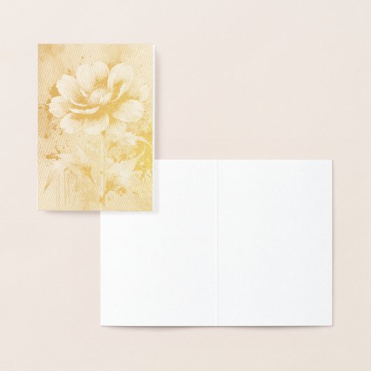 青い花の水彩模様 箔カード (ディスプレー)