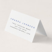 青い花の水彩画によって折られる名刺 名刺 (裏面)