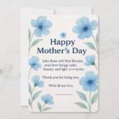 青い花の水彩画の母の日のカードギフト シーズンカード (正面)