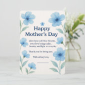 青い花の水彩画の母の日のカードギフト シーズンカード (スタンド正面)