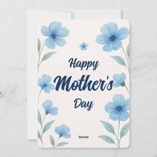 青い花の水彩画の母の日のカードギフト シーズンカード (裏面)