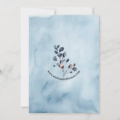 青い花の水彩画の「Save The Date」お知らせ 招待状 (裏面)