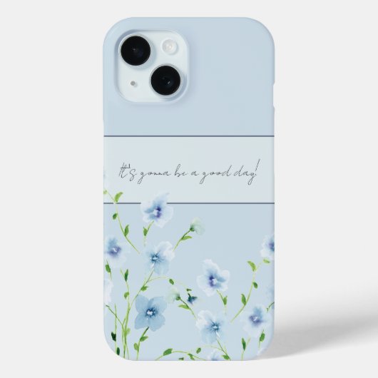 青い花の水彩画風デザイン Case-Mate iPhoneケース (裏面)