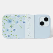 青い花の水彩画風デザイン Case-Mate iPhoneケース (裏面 (横))