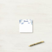 青い花の水彩蝶のメモ ポストイット (デスク上)