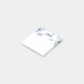 青い花の水彩蝶の付箋 ポストイット (アングル)