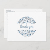 青い花の水彩　ありがとうございます ポストカード (正面/裏面)