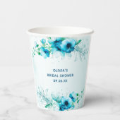 青い花の水彩 個性的な花嫁のシャワー 紙コップ (裏面)