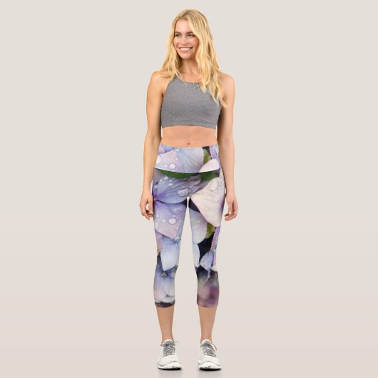 青い花の水滴 カプリレギンス (正面)