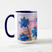 青い花の水色マグカップ マグカップ (左)