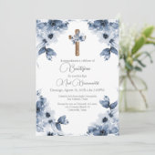 青い花の洗礼招待状（スペイン語） 招待状 (スタンド正面)