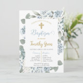 青い花の洗礼招待状 招待状 (スタンド正面)
