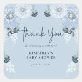 青い花の男の子のベビーシャワーです スクエアシール (正面)