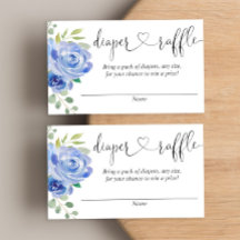 青い花の男の子のベビーシャワーディーパーレースカード