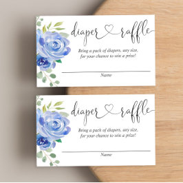 青い花の男の子のベビーシャワーディーパーレースカード エンクロージャーカード
