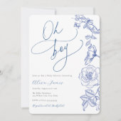 青い花の男の子ベビーシャワー招待状 招待状 (正面)