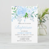 青い花の男の子洗礼招待状 招待状 (スタンド正面)