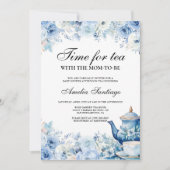 青い花の紅茶 ママとベビーのお茶会招待状 招待状 (正面)