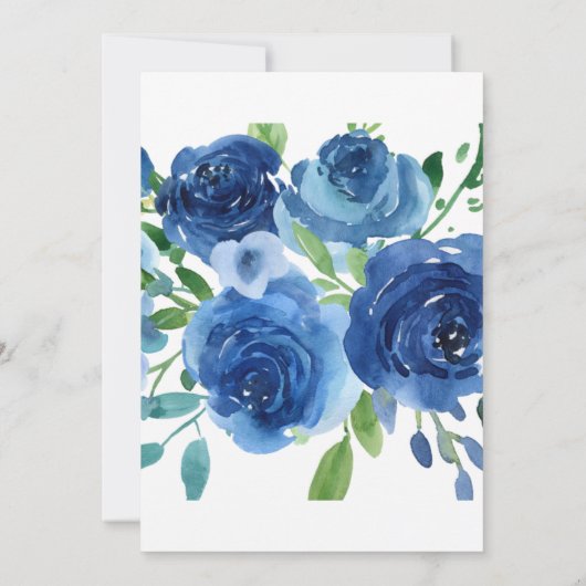 青い花の素朴ブライダルシャワー招待状 招待状 (裏面)