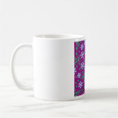 青い花の紫の花柄 コーヒーマグカップ (左)