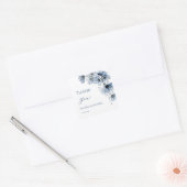 青い花の結婚式のお礼 スクエアシール (封筒)