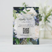 青い花の結婚式RSVPカード 出欠カード (スタンド正面)