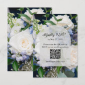 青い花の結婚式RSVPカード 出欠カード (正面/裏面)