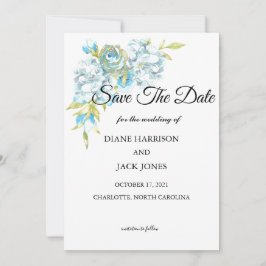 青い花の結婚式Save The Date 招待状