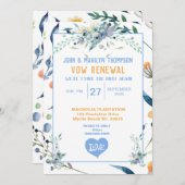 青い花の結婚誓約更新招待状 招待状 (正面/裏面)