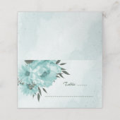 青い花の緑の植物結婚の プレイスカード (外部開封)