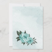 青い花の緑の植物表 招待状 (裏面)