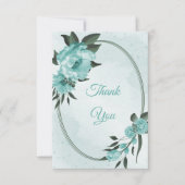 青い花の緑の植物 サンキューカード (正面)